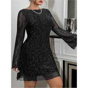Women's Mesh Sparkle Festival Party Cocktail Dress Romantic Sleeve Gothic NWT XL